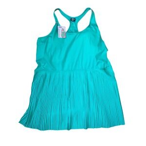 Crane swimsuit Dress Green Pleated Racerback XL 16-18 Beach resortwear